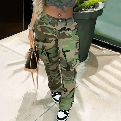 Women's Plus Size Camo Print Cargo Denim Pants DailySale
