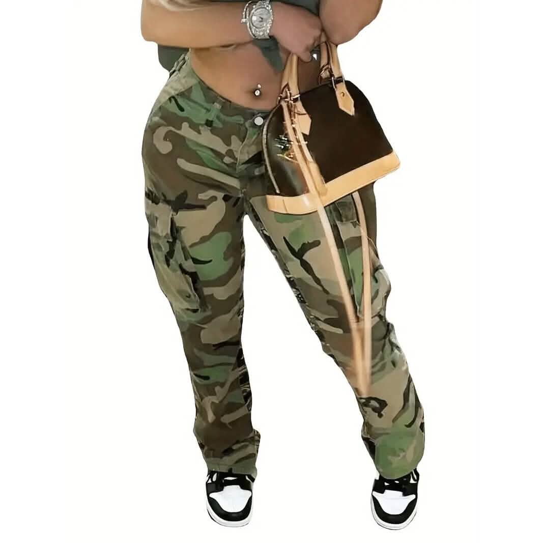 Women's Plus Size Camo Print Cargo Denim Pants DailySale
