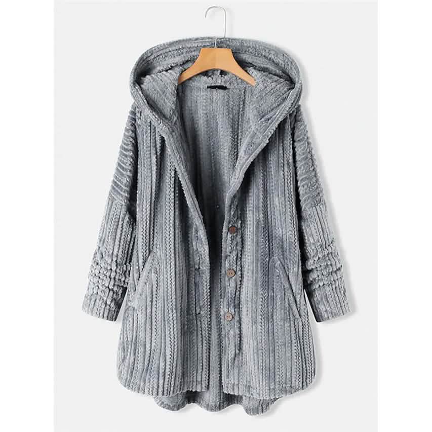 Women's Plus Size Coat Button Pocket DailySale