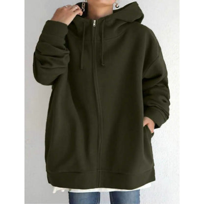 Women's Plus Size Jacket Zipper Pocket Solid Formal Long Sleeve DailySale