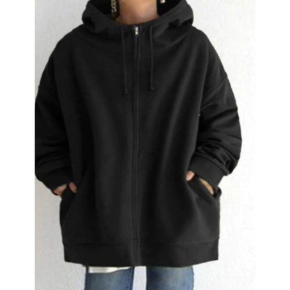 Women's Plus Size Jacket Zipper Pocket Solid Formal Long Sleeve DailySale