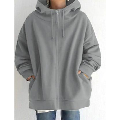 Women's Plus Size Jacket Zipper Pocket Solid Formal Long Sleeve DailySale