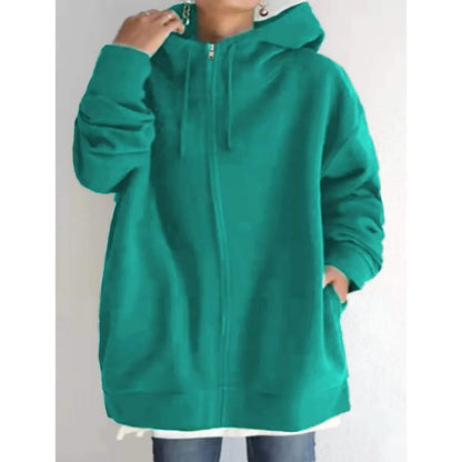 Women's Plus Size Jacket Zipper Pocket Solid Formal Long Sleeve DailySale