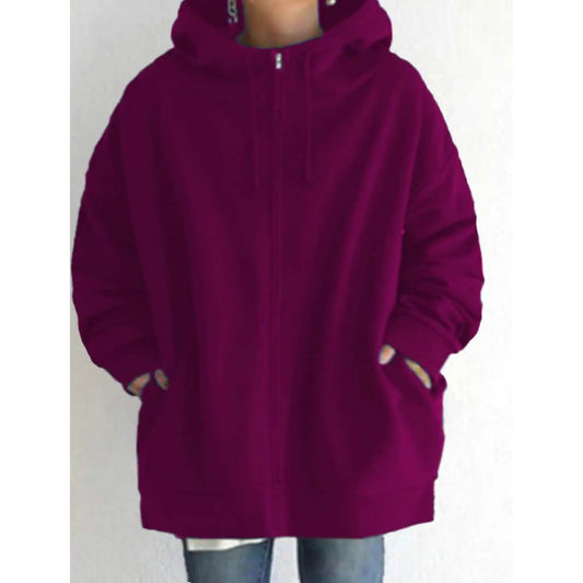 Women's Plus Size Jacket Zipper Pocket Solid Formal Long Sleeve DailySale