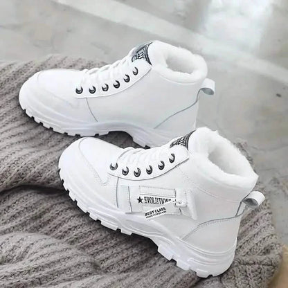 Women's Plush Lined Ankle Boots, Winter Warm Lace Up High Top Sneakers DailySale