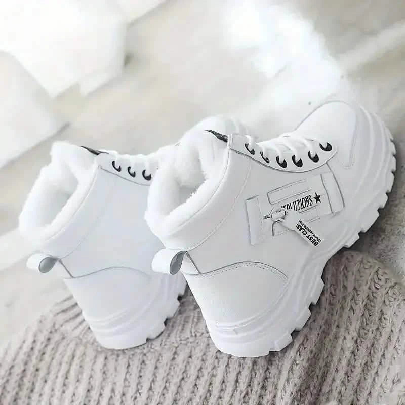 Women's Plush Lined Ankle Boots, Winter Warm Lace Up High Top Sneakers DailySale