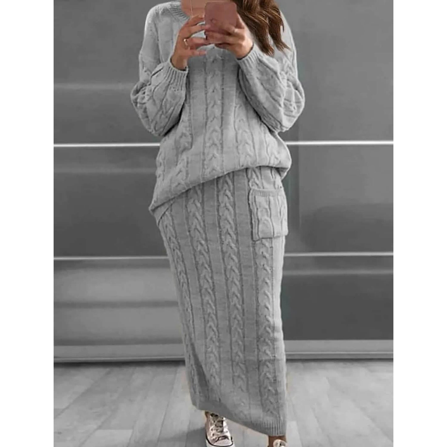 Women's Pocket Knitted Patchwork Solid Casual Long Sleeve Loose Sweater DailySale