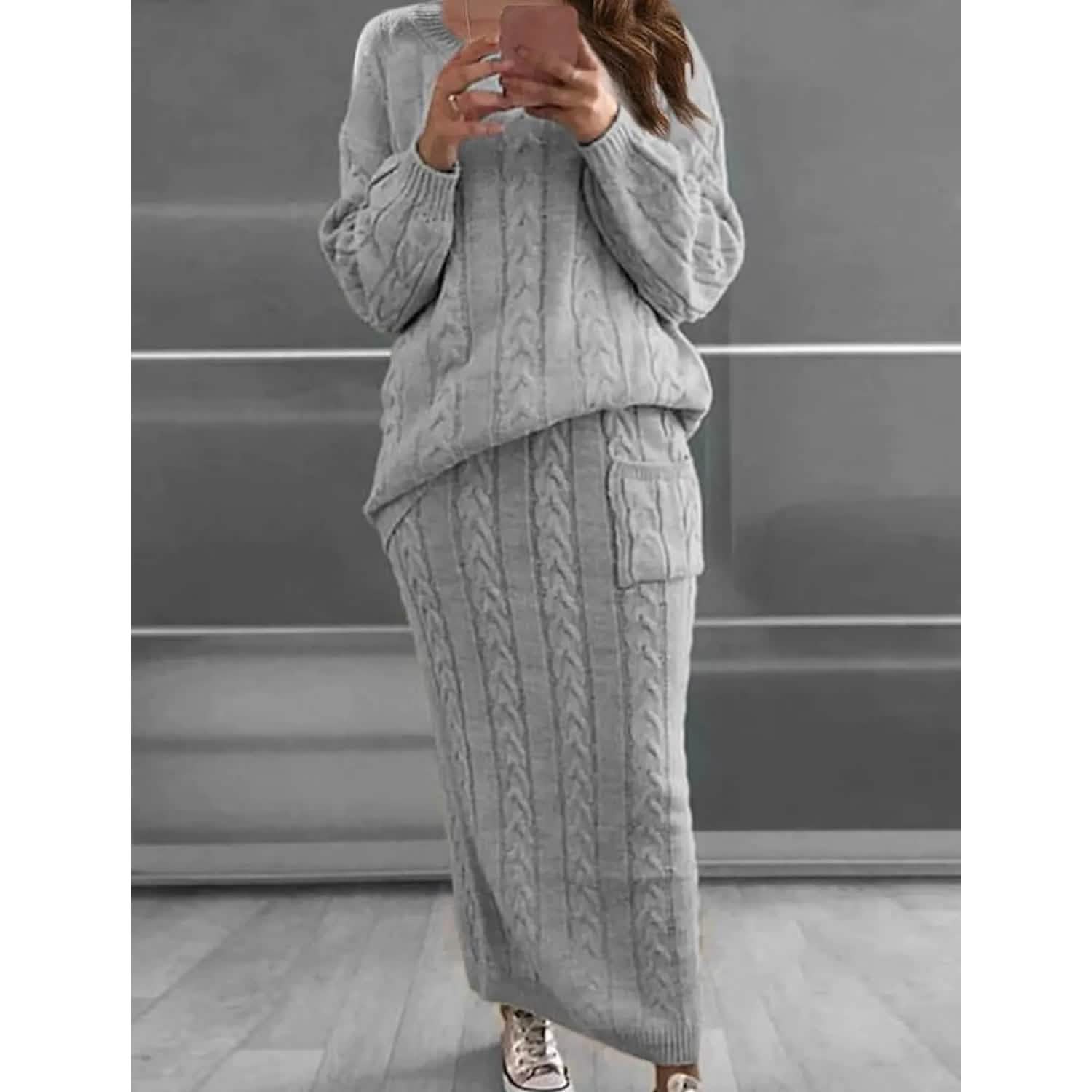 Women's Pocket Knitted Patchwork Solid Casual Long Sleeve Loose Sweater DailySale