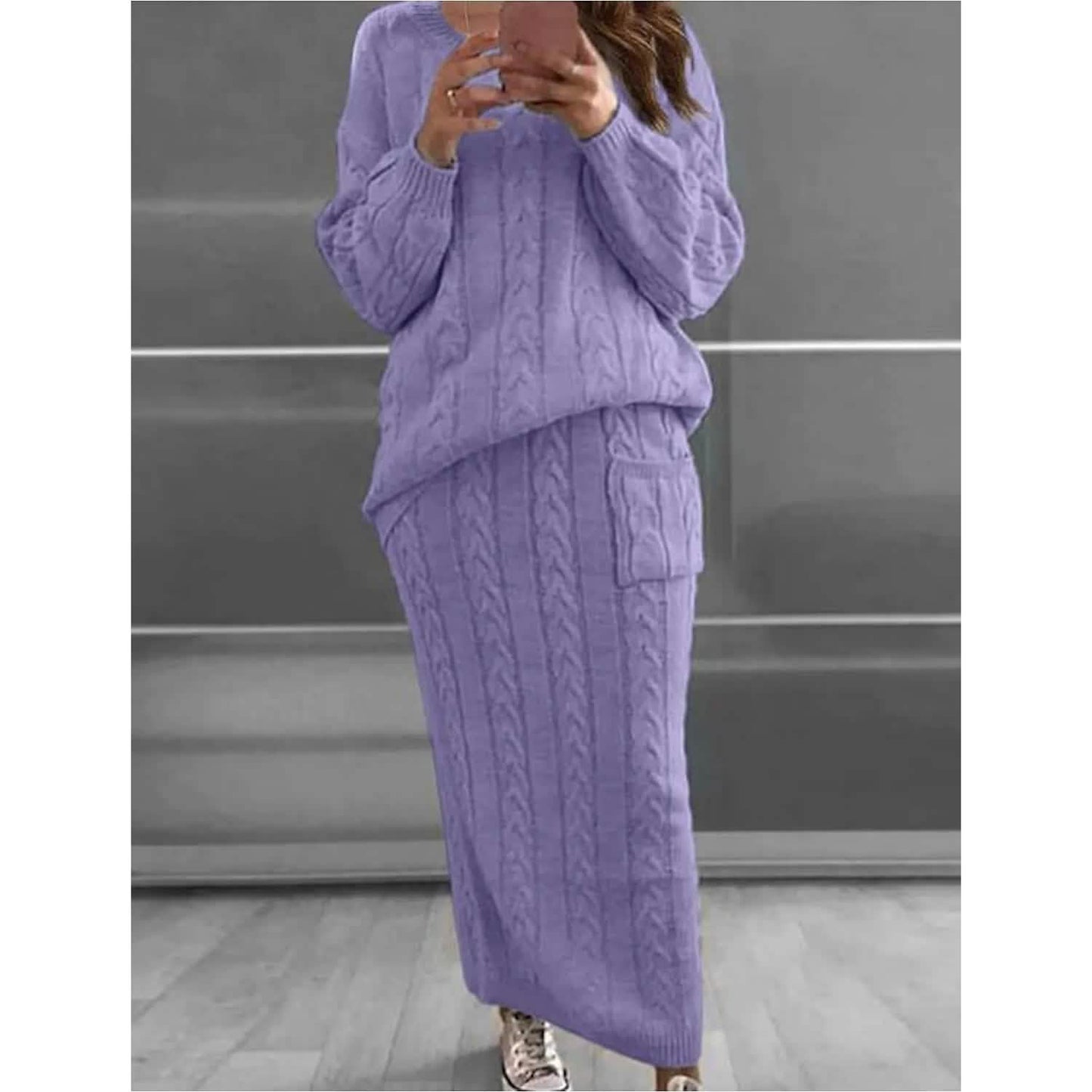 Women's Pocket Knitted Patchwork Solid Casual Long Sleeve Loose Sweater DailySale