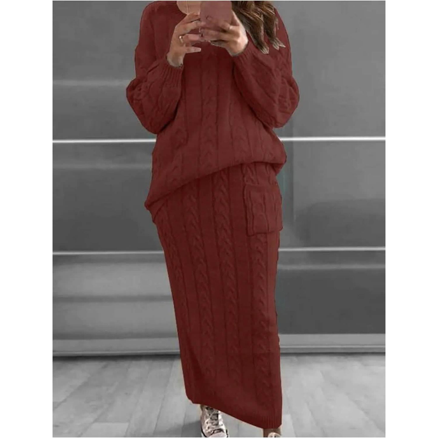 Women's Pocket Knitted Patchwork Solid Casual Long Sleeve Loose Sweater DailySale