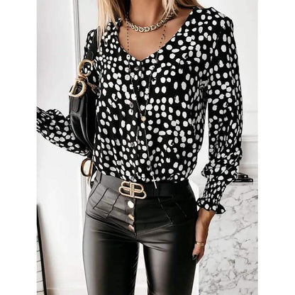 Women's Polka Dot Long Sleeve Casual Shirt DailySale