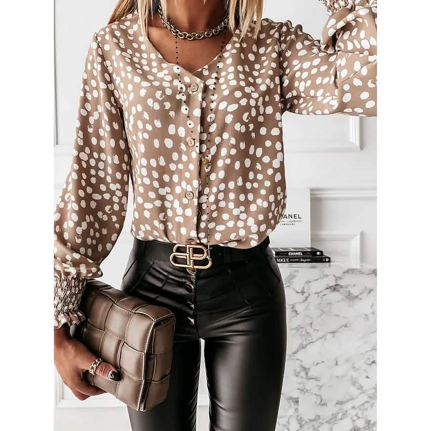 Women's Polka Dot Long Sleeve Casual Shirt DailySale