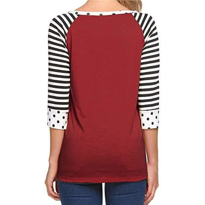Women's Polka Dots Striped 3/4 Sleeve Top DailySale