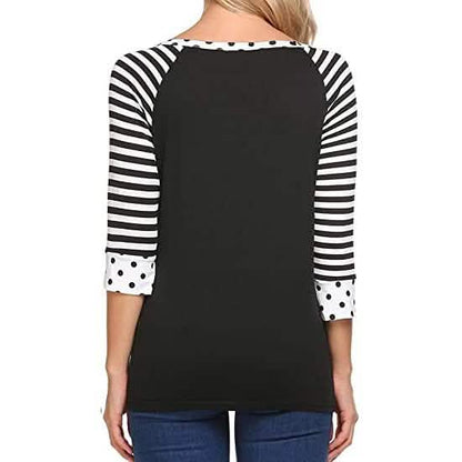 Women's Polka Dots Striped 3/4 Sleeve Top DailySale