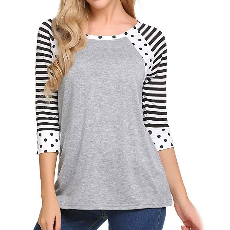 Women's Polka Dots Striped 3/4 Sleeve Top DailySale