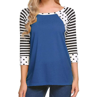 Women's Polka Dots Striped 3/4 Sleeve Top DailySale