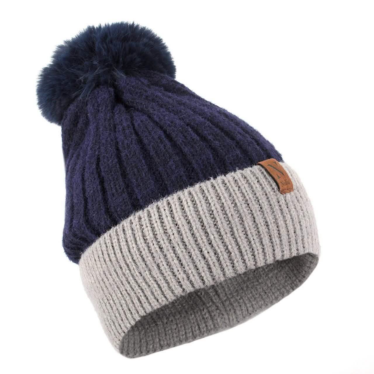 Women's Pom Pom Two-Tone Knit Winter Hat DailySale