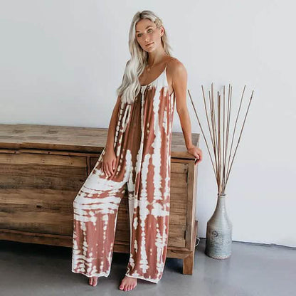Women's Printed Jumpsuit Wide-Leg Leisure Pants DailySale