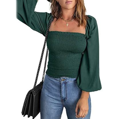 Women's Puff Long Sleeve Square Neck Tops DailySale