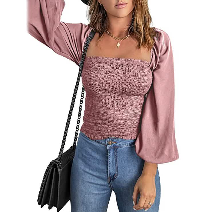 Women's Puff Long Sleeve Square Neck Tops DailySale