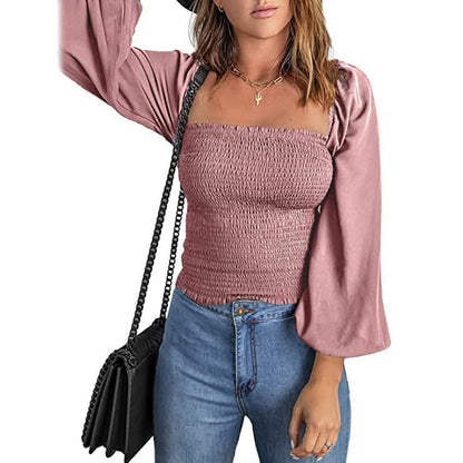 Women's Puff Long Sleeve Square Neck Tops DailySale