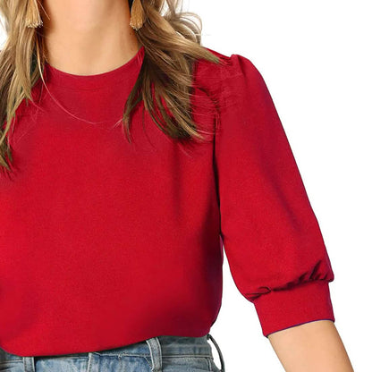 Women's Puff Sleeve Pullover Keyhole Back Blouse DailySale
