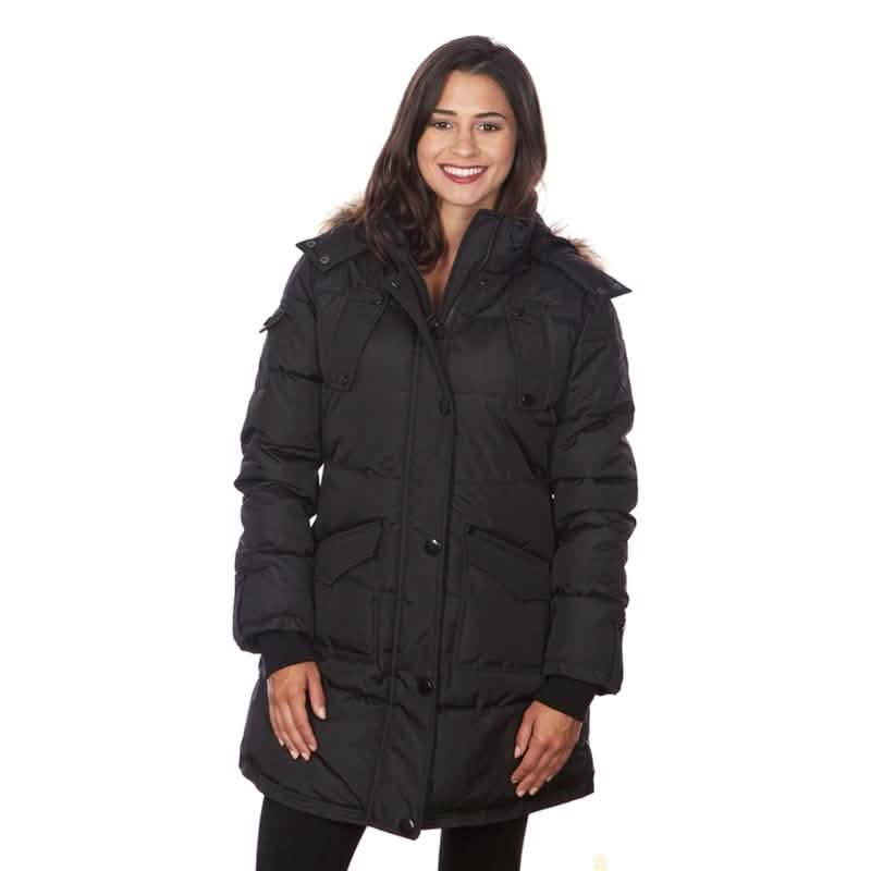 Women's Puffy Coat with Large Pockets and Faux Fur Hood DailySale