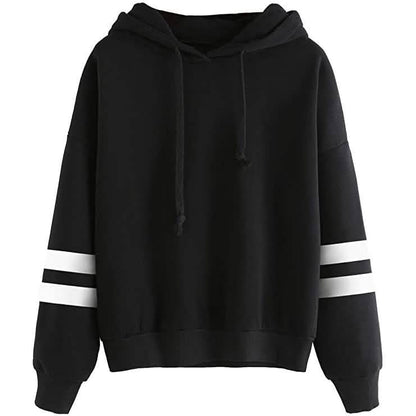 Women's Pullover Fleece Drop Shoulder Striped Hoodie DailySale