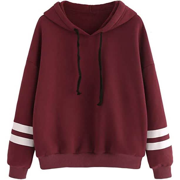 Women's Pullover Fleece Drop Shoulder Striped Hoodie DailySale