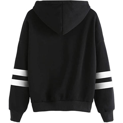 Women's Pullover Fleece Drop Shoulder Striped Hoodie DailySale