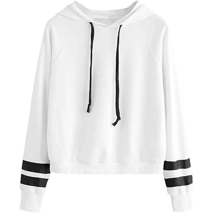 Women's Pullover Fleece Drop Shoulder Striped Hoodie DailySale