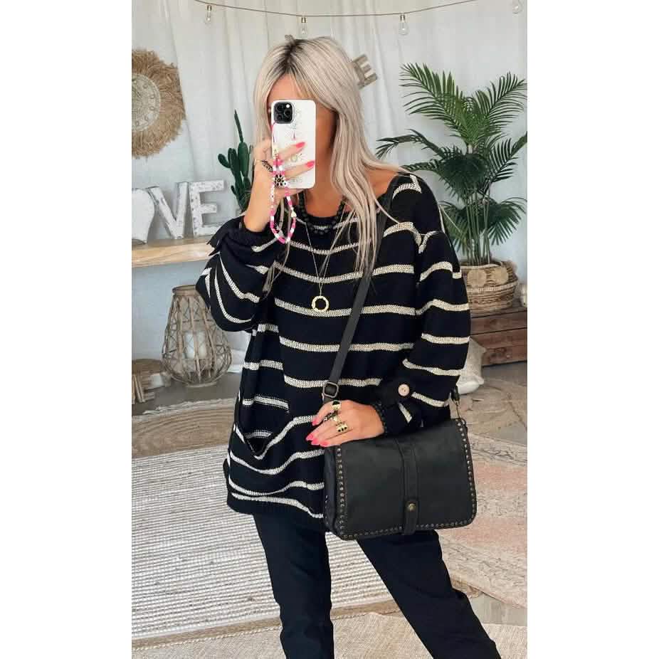 Women's Pullover Jumper Cable Knit Tunic Knitted Print Crew Neck DailySale