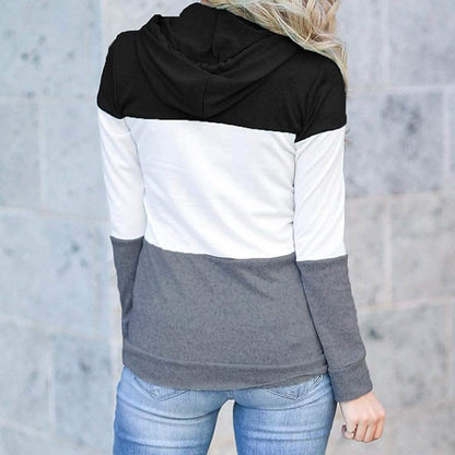Women's Pullover Long Sleeve Fall Hoodies Color Block Tunics Loose Casual Sweatshirts DailySale