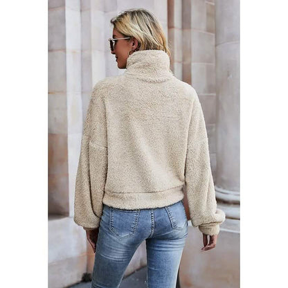 Women's Pullover Plain Quarter Zip Sweatshirt DailySale