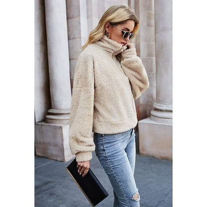 Women's Pullover Plain Quarter Zip Sweatshirt DailySale
