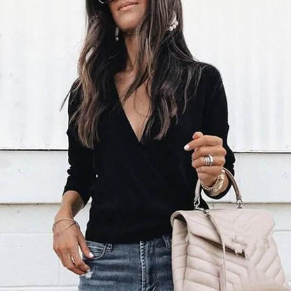Women's Pullover Solid Colored Basic Long Sleeve Loose Short Sweater Cardigans DailySale