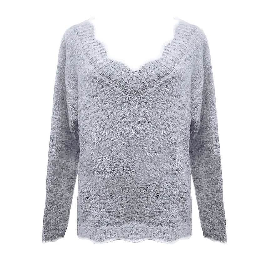 Women's Pullover Sweater Knitted Solid Colored Casual Acrylic Long Sleeve Loose Sweater Cardigans V Neck DailySale