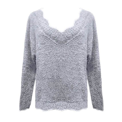 Women's Pullover Sweater Knitted Solid Colored Casual Acrylic Long Sleeve Loose Sweater Cardigans V Neck DailySale