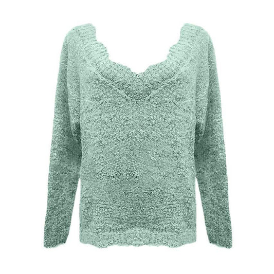 Women's Pullover Sweater Knitted Solid Colored Casual Acrylic Long Sleeve Loose Sweater Cardigans V Neck DailySale