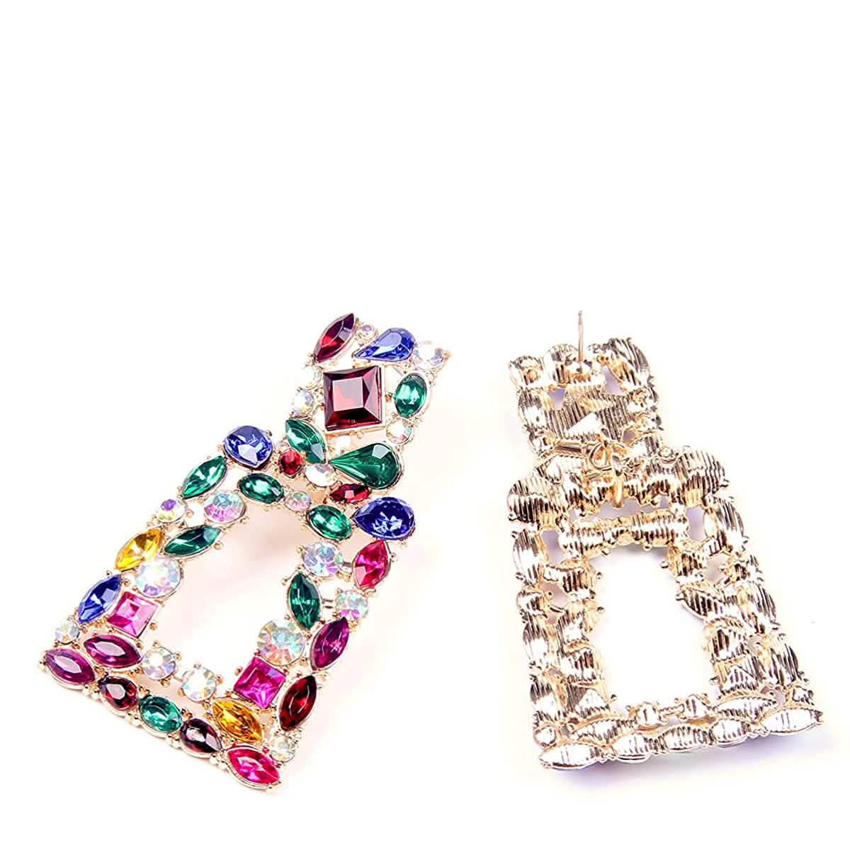 Women's Rhinestone Rectangle Drop Earrings DailySale
