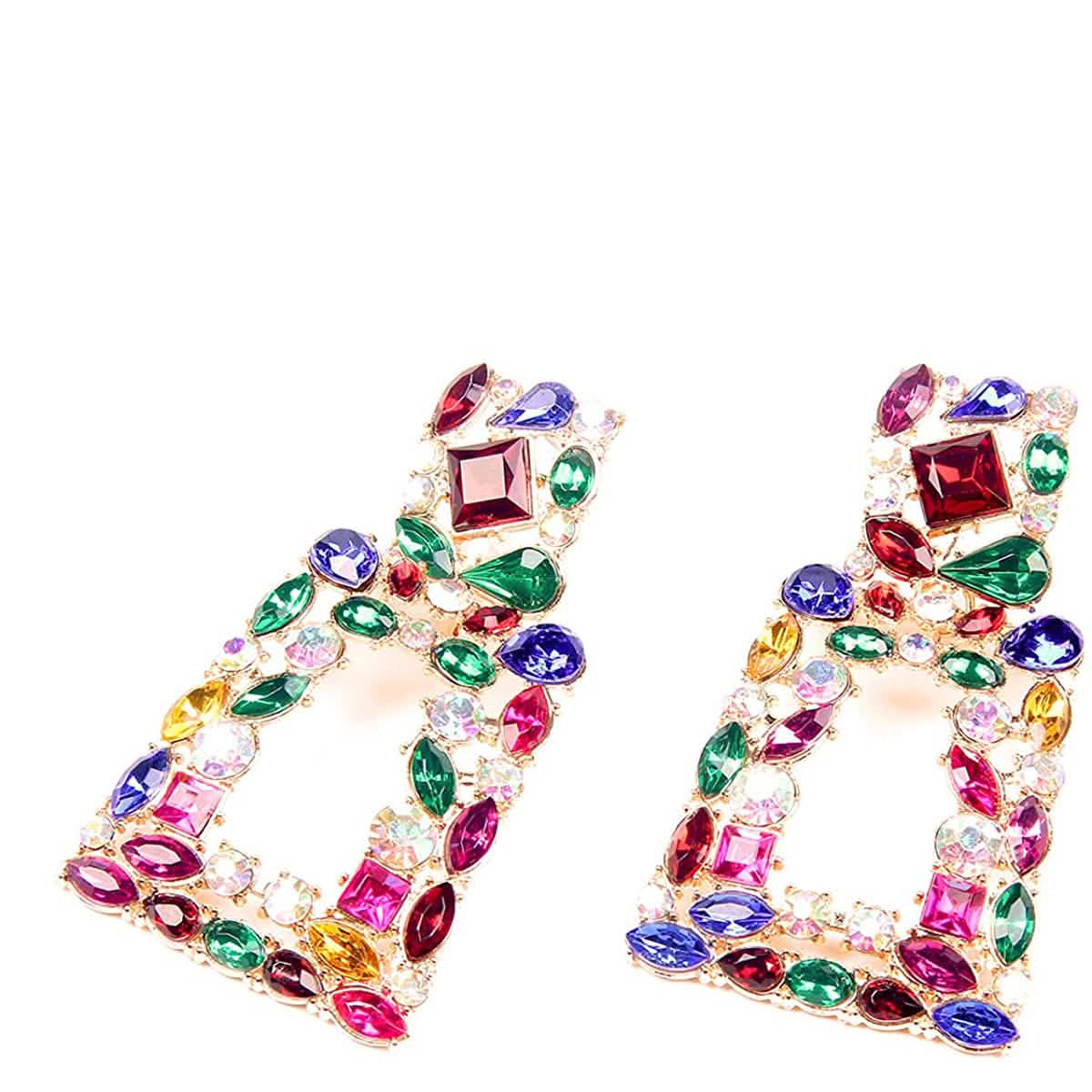 Women's Rhinestone Rectangle Drop Earrings DailySale