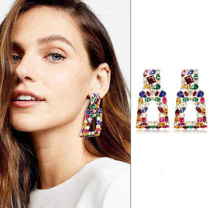 Women's Rhinestone Rectangle Drop Earrings DailySale