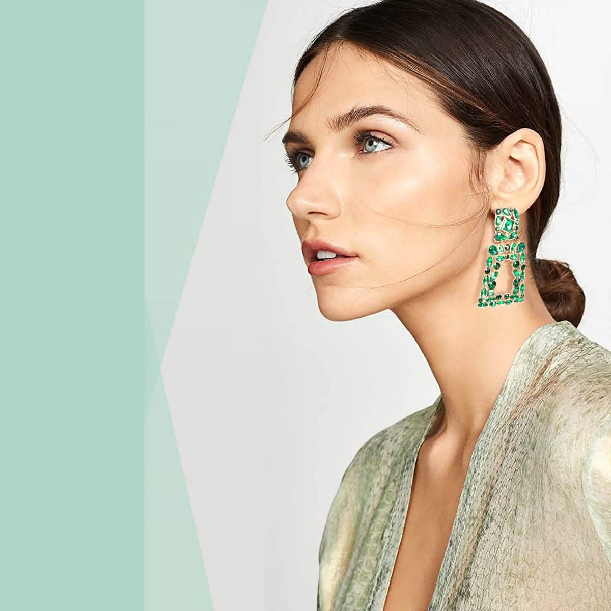 Women's Rhinestone Rectangle Drop Earrings DailySale