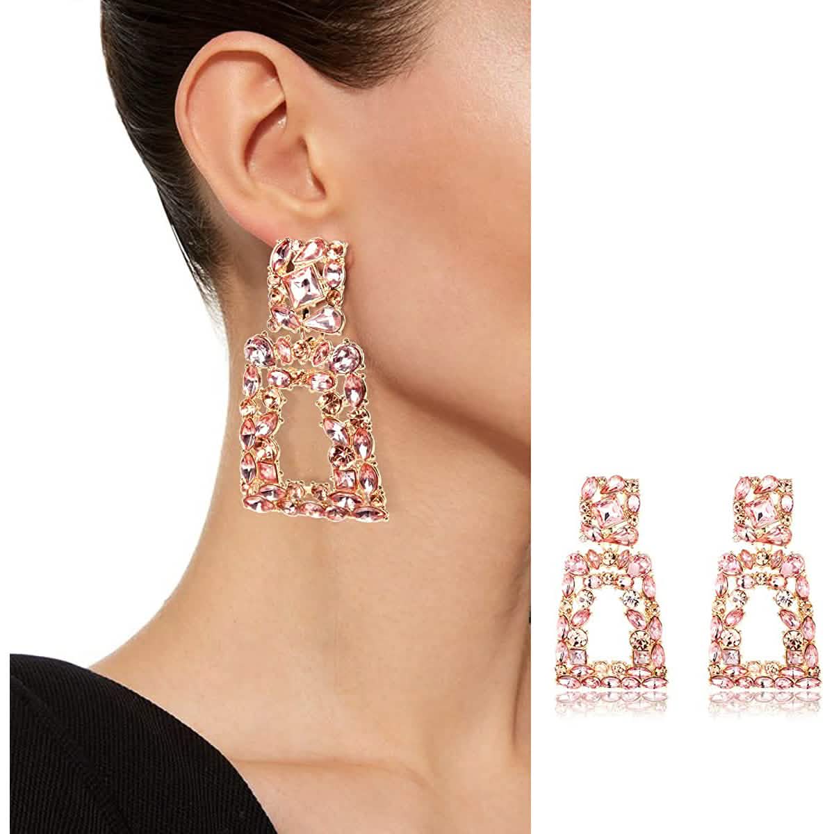 Women's Rhinestone Rectangle Drop Earrings DailySale
