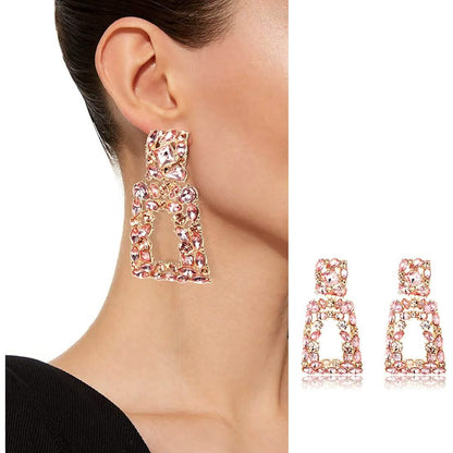 Women's Rhinestone Rectangle Drop Earrings DailySale