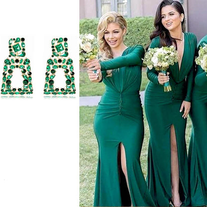Women's Rhinestone Rectangle Drop Earrings DailySale