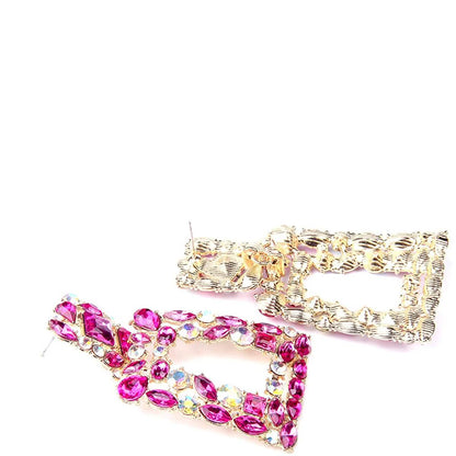 Women's Rhinestone Rectangle Drop Earrings DailySale