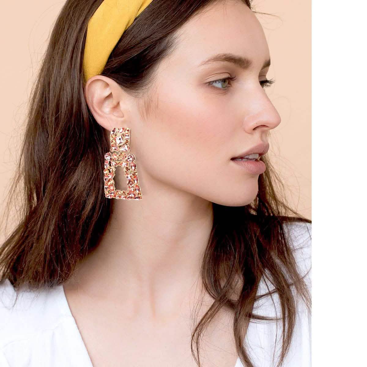 Women's Rhinestone Rectangle Drop Earrings DailySale