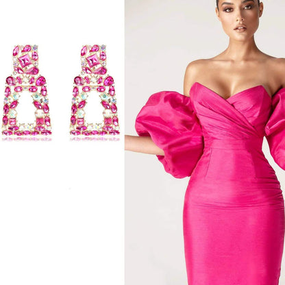 Women's Rhinestone Rectangle Drop Earrings DailySale