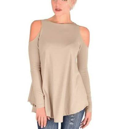 Women's Ribbed Cold-Shoulder Long-Sleeve Top - Assorted Sizes DailySale